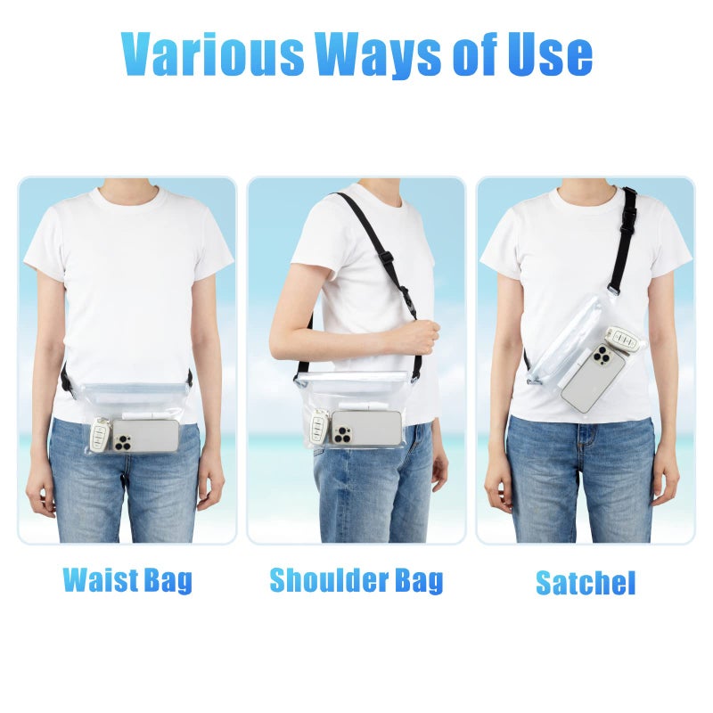 F-color Waterproof Fanny Pack - Waterproof Phone Pouch with Waist Strap - Cruise Essentials 2025 Must Haves Waterproof Pouch Dry Bag Keep Phone Valuables Safe for Beach Kayaking Boating Fishing - Image 5